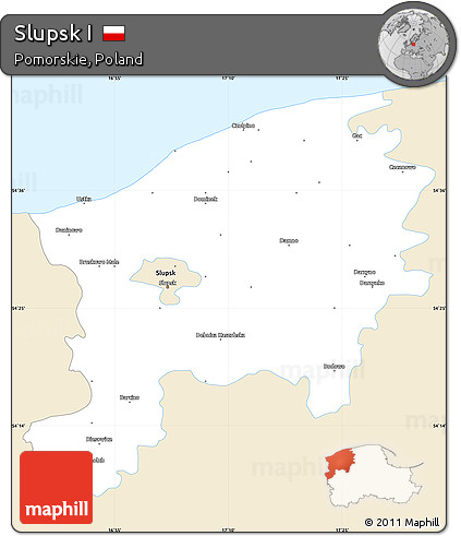 Classic Style Simple Map of Slupsk I, single color outside