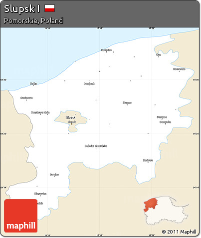 Classic Style Simple Map of Slupsk I, single color outside