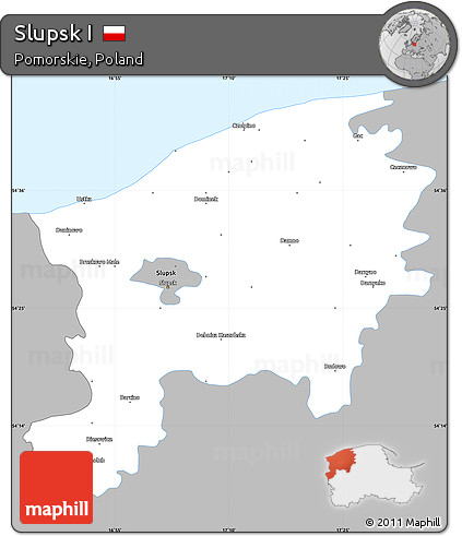 Gray Simple Map of Slupsk I, single color outside