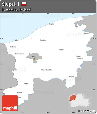 Gray Simple Map of Slupsk I, single color outside