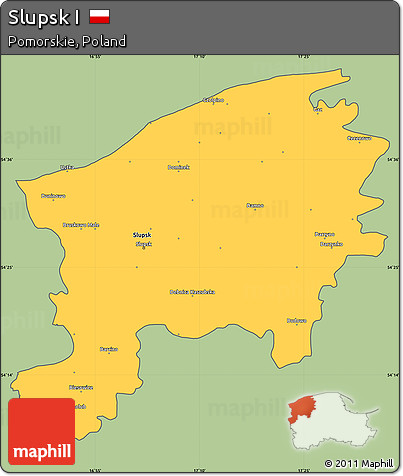 Savanna Style Simple Map of Slupsk I, cropped outside