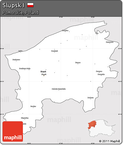 Silver Style Simple Map of Slupsk I, cropped outside