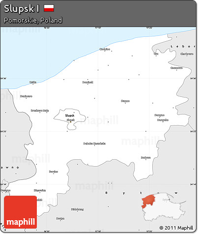 Silver Style Simple Map of Slupsk I