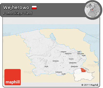 Classic Style 3D Map of Wejherowo, single color outside
