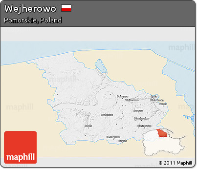 Classic Style 3D Map of Wejherowo, single color outside