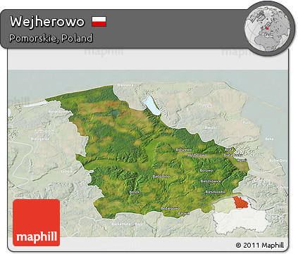 Satellite 3D Map of Wejherowo, lighten