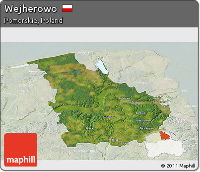 Satellite 3D Map of Wejherowo, lighten