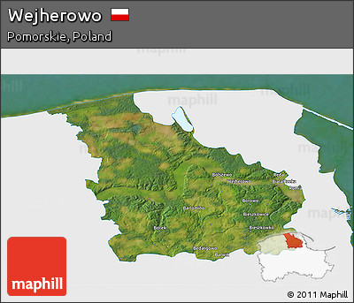 Satellite 3D Map of Wejherowo, single color outside