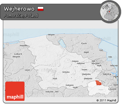 Silver Style 3D Map of Wejherowo