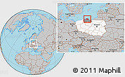 Gray Location Map of Wejherowo, highlighted country, highlighted parent region, within the entire country