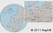 Gray Location Map of Wejherowo, highlighted parent region, within the entire country, hill shading