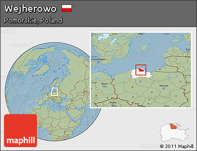 Savanna Style Location Map of Wejherowo, highlighted parent region, hill shading
