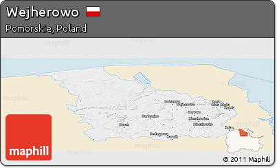 Classic Style Panoramic Map of Wejherowo, single color outside
