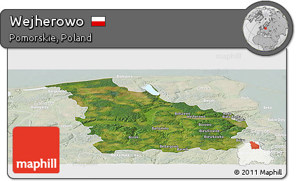 Satellite Panoramic Map of Wejherowo, lighten