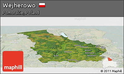 Satellite Panoramic Map of Wejherowo, lighten