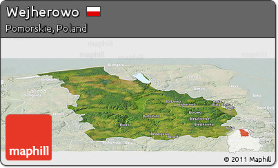 Satellite Panoramic Map of Wejherowo, lighten