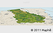 Satellite Panoramic Map of Wejherowo, shaded relief outside