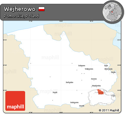 Classic Style Simple Map of Wejherowo, single color outside
