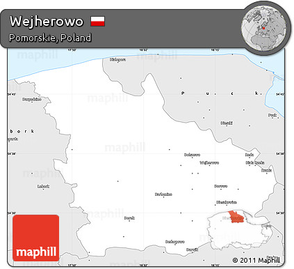 Silver Style Simple Map of Wejherowo