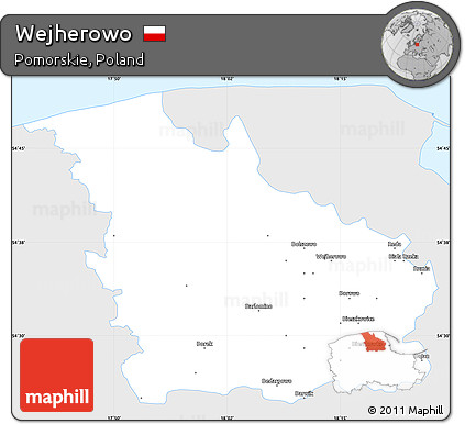 Silver Style Simple Map of Wejherowo, single color outside