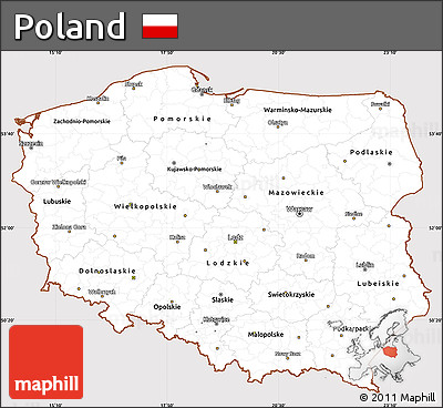 Classic Style Simple Map of Poland, cropped outside