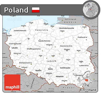 Gray Simple Map of Poland