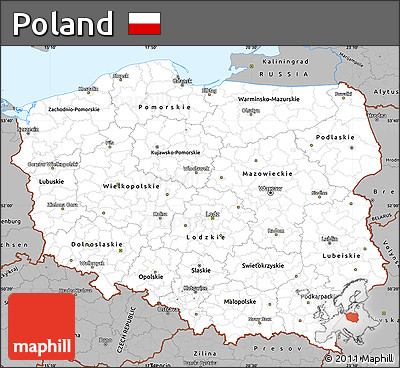 Gray Simple Map of Poland