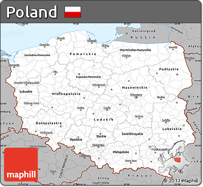 Gray Simple Map of Poland
