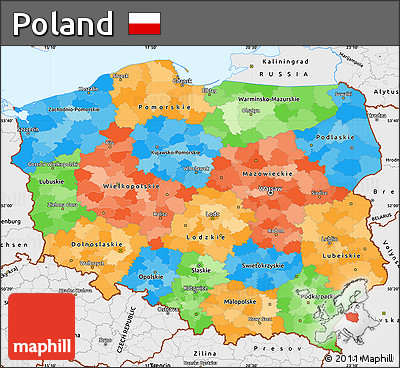 Political Simple Map of Poland, single color outside, borders and labels