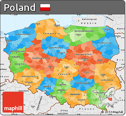 Political Simple Map of Poland, single color outside, borders and labels