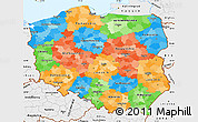 Political Simple Map of Poland, single color outside, borders and labels
