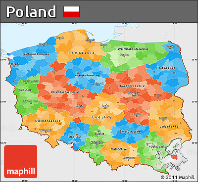 Political Simple Map of Poland, single color outside