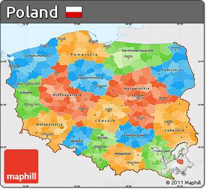 Political Simple Map of Poland, single color outside