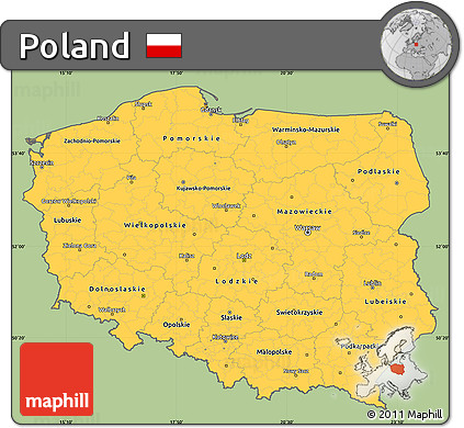 Savanna Style Simple Map of Poland, cropped outside
