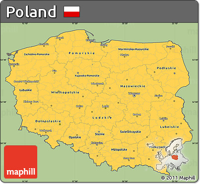 Savanna Style Simple Map of Poland, cropped outside