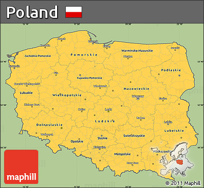 Savanna Style Simple Map of Poland, cropped outside
