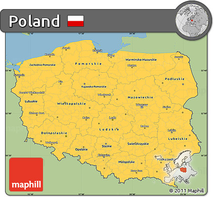 Savanna Style Simple Map of Poland, single color outside