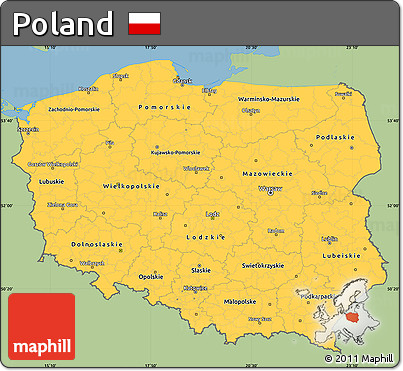 Savanna Style Simple Map of Poland, single color outside