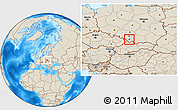 Shaded Relief Location Map of Bielsko-Biala