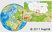 Physical Location Map of Katowice, highlighted country