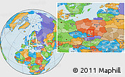 Political Location Map of Katowice, within the entire country