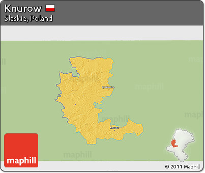 Savanna Style 3D Map of Knurow, single color outside