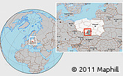 Gray Location Map of Knurow, highlighted country, highlighted parent region, within the entire country