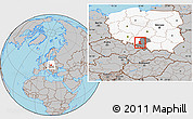 Gray Location Map of Knurow, highlighted country, highlighted parent region