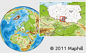 Physical Location Map of Knurow, highlighted country, highlighted parent region
