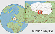 Savanna Style Location Map of Knurow, highlighted country, highlighted parent region