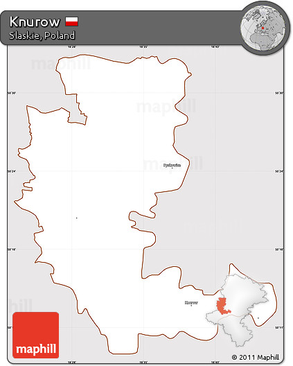 Classic Style Simple Map of Knurow, cropped outside