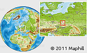 Physical Location Map of Mikolow, highlighted parent region, within the entire country