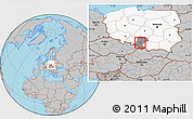 Gray Location Map of Ruda Slaska, highlighted country, highlighted parent region