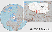 Gray Location Map of Ruda Slaska, highlighted country, hill shading